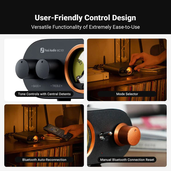 Fosi Audio MC101 VU Meter Bluetooth Stereo Amplifier