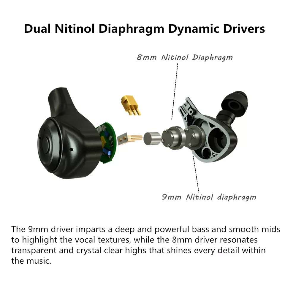 TINHIFI TWS2000 In-ear Earphone Dual Dynamic Bluetooth 5.0 HiFi Wireless And Wired Headset Support MMCX Replaceable Cable - Melbourne Chi-fi Audio