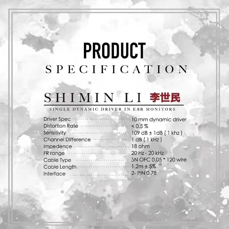 TANGZU Shimin Li HiFi Single Dynamic Driver In Ear Monitors with 0.78 2pin Cable Earphones - Melbourne Chi-fi Audio