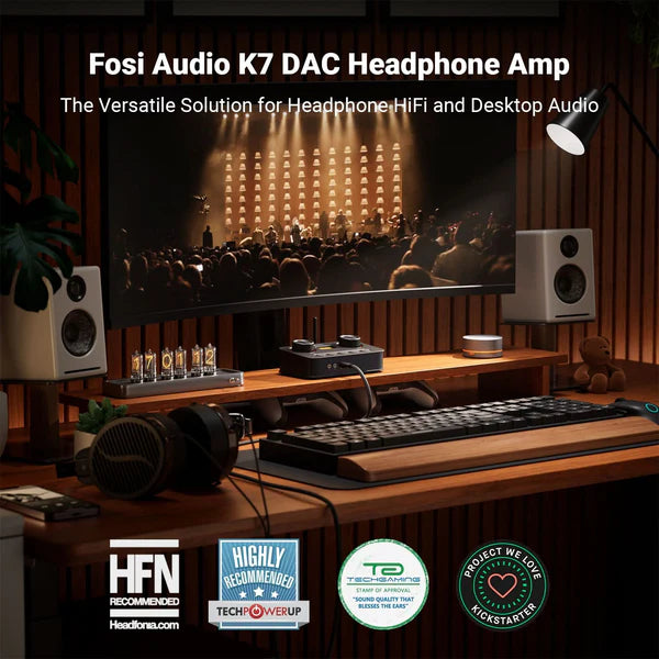 Fosi Audio K7 Desktop DAC Headphone Amplifier Mic Input USB Audio Gaming DAC