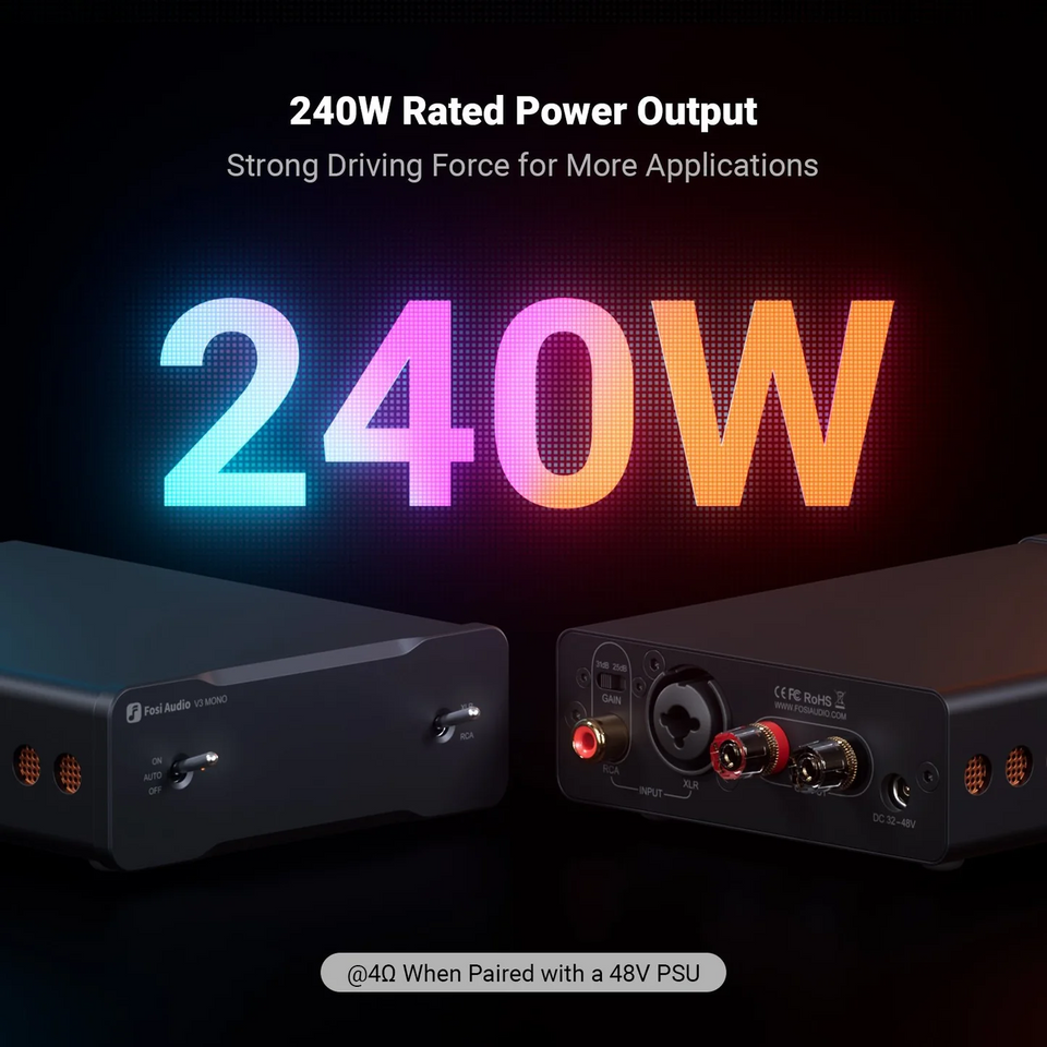 Fosi Audio V3 Mono Monoblock Power Amplifier (48V/5A)